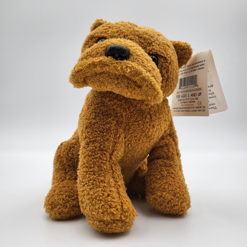Kellytoy Kennel Klub Brown Bulldog Plush Sherpa Textured Dog Vintage 2000 7 inch